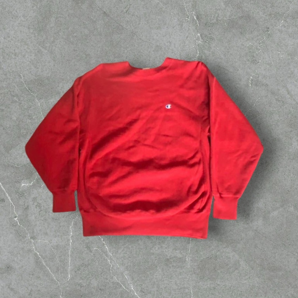 Vintage Champion Reverse‎ Weave Sweatshirt Mens Large Red 90s Blank Made In USA